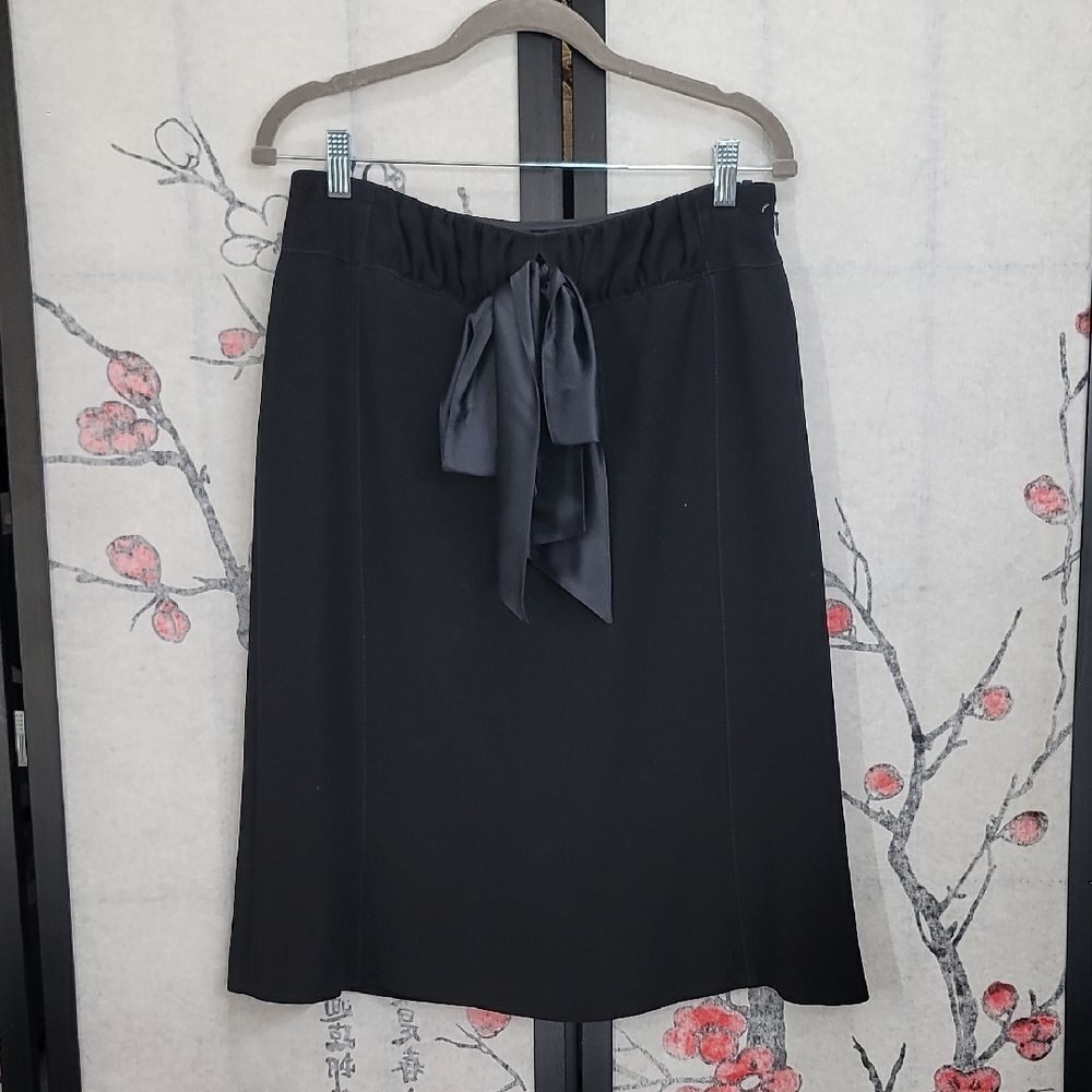 Les Copains NWT Black A-line Skirt with Silk Bow Size 44